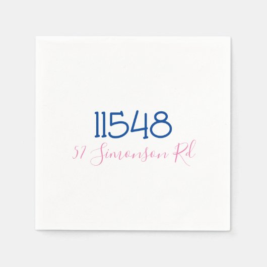 Preppy Zip Code Street Adres gepersonaliseerd Servet (Voorkant)