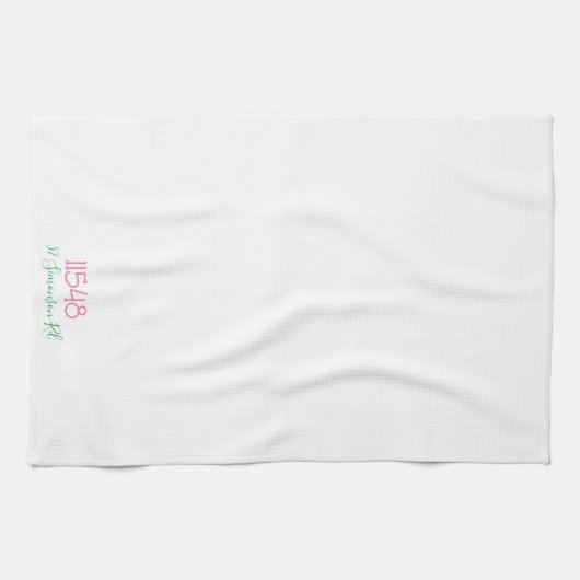 Preppy Zip Code Street Adres gepersonaliseerd Theedoek (Horizontaal)