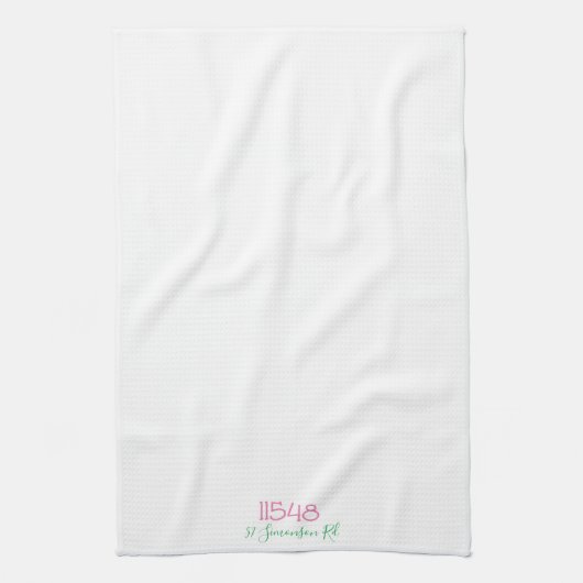 Preppy Zip Code Street Adres gepersonaliseerd Theedoek (Verticaal)