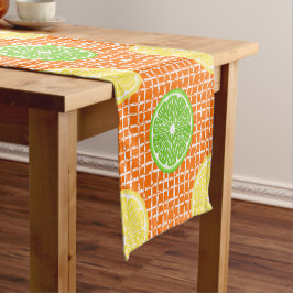 Preppy Zomer Citrus Citroen Lime op Oranje Bamboe Korte Tafelloper