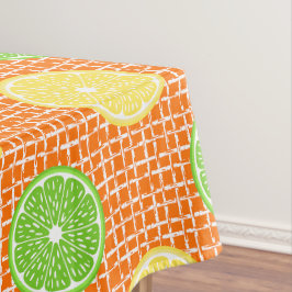 Preppy Zomer Citrus Citroen Lime op Oranje Bamboe  Tafelkleed