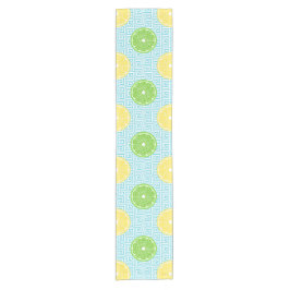 Preppy Zomer Citrus Citroen Limoen op Turquoise  Korte Tafelloper