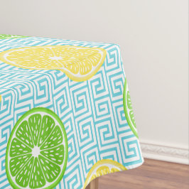 Preppy Zomer Citrus Citroen Limoen op Turquoise  Tafelkleed