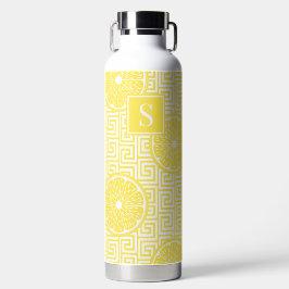 Preppy Zomer Citrus Citroen op Griekse Sleutel  Waterfles