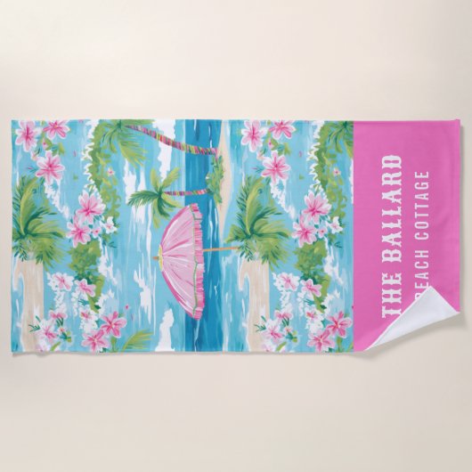 Preppy zomer strand paraplu | Beach House Strandlaken (Voorkant)