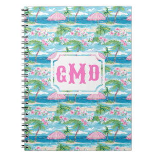 Preppy zomer strand paraplu   Monogram Notitieboek
