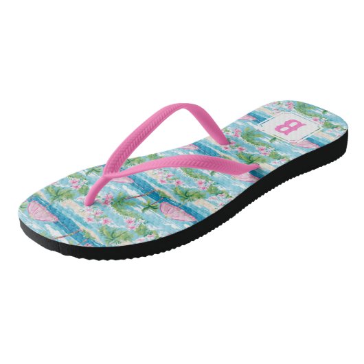 Preppy zomer strand paraplu | Monogram Teenslippers (Schuin)