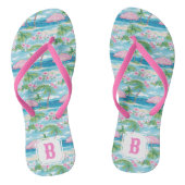 Preppy zomer strand paraplu | Monogram Teenslippers (Voetbed)