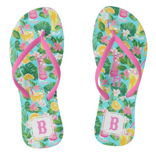 Preppy zomer tropische cocktails   Monogram Teenslippers