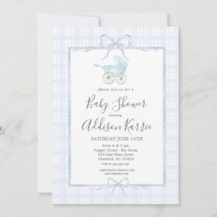 Preppy zuidelijke babykoets baby shower uitnodigin kaart