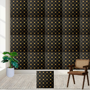 Preppy zwart en goud geometrische Tegel Tegeltje