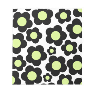 Preppy Zwarte Neon Groene Hippie Bloem Patroon Notitieblok