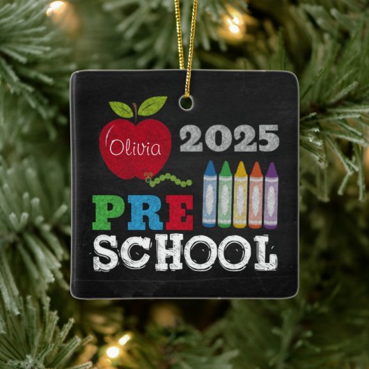 Preschool 2025 Chalkboard Name Ornament (Boom)
