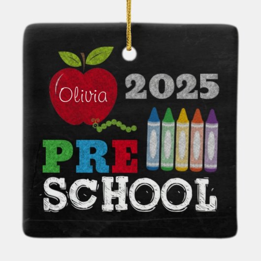 Preschool 2025 Chalkboard Name Ornament (Achterkant)