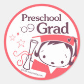 Preschool Afstuderen Girl Ronde Sticker (Voorkant)