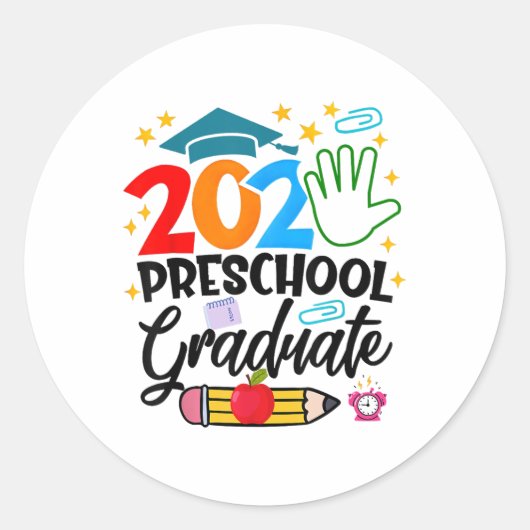 Preschool Afstuderen Pre-k Afstudeerder 2025 Presc Ronde Sticker (Voorkant)