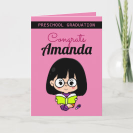 Preschool-Afstuderen van Cute Pink Girl Kaart