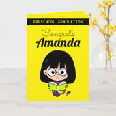 Preschool-Afstuderen voor cute Yellow Girl Kaart (Gele Bloem)