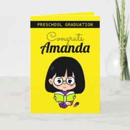 Preschool-Afstuderen voor cute Yellow Girl Kaart