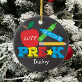 Preschool Apple Crayons Chalkboard Foto Keramisch Ornament