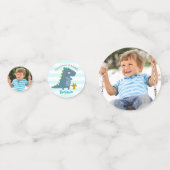 Preschool Graduation Blue Dinosaur Boy 2 Photo Fun Confetti (Voorkanten)