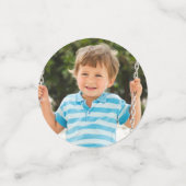 Preschool Graduation Blue Dinosaur Boy 2 Photo Fun Confetti (Kleine voorkant)