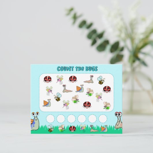 Preschool Insect Counting Wiskunde Activity Briefkaart (Staand voorkant)