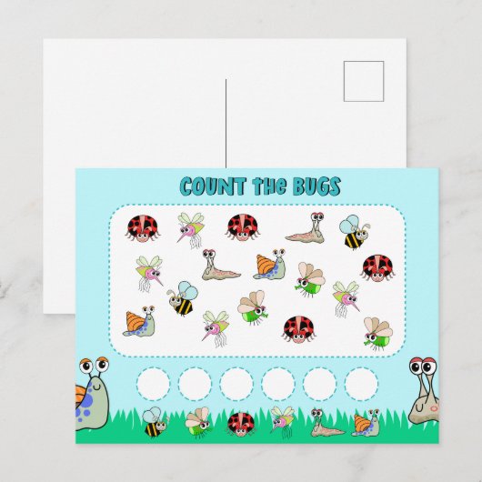 Preschool Insect Counting Wiskunde Activity Briefkaart (Voorkant / Achterkant)