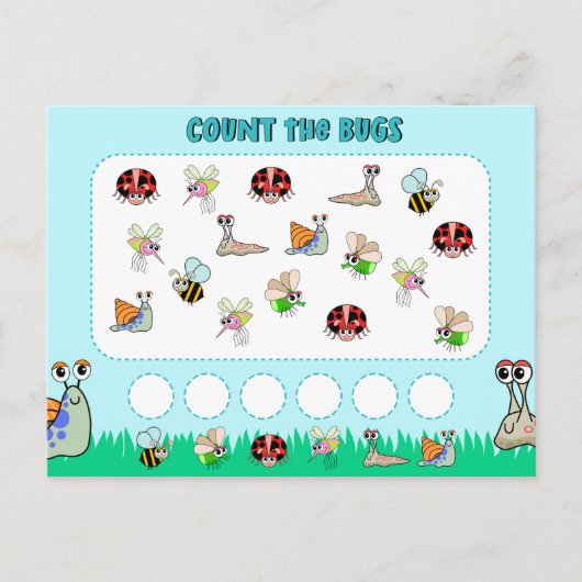 Preschool Insect Counting Wiskunde Activity Briefkaart (Voorkant)