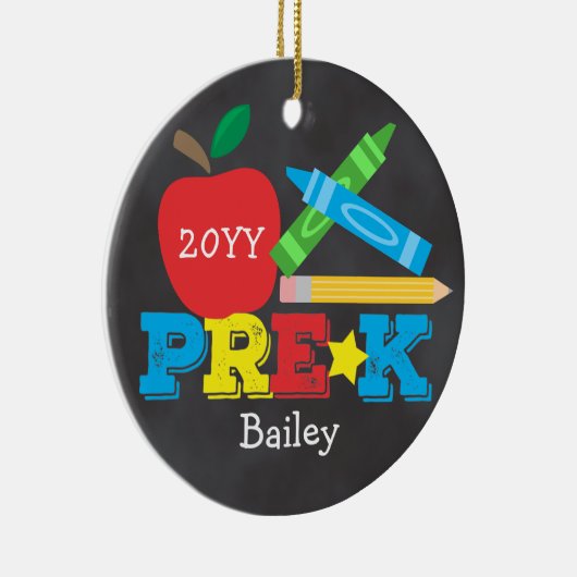 Preschool Keepomwille Apple Crayons Chalkboard Keramisch Ornament (Rechts)