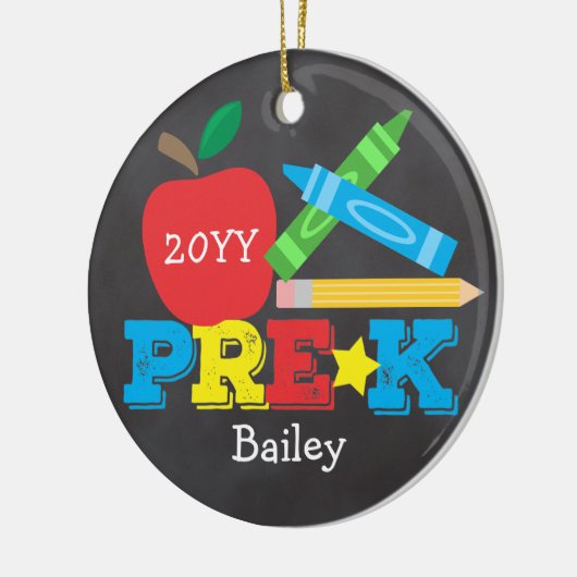 Preschool Keepomwille Apple Crayons Chalkboard Keramisch Ornament (Links)