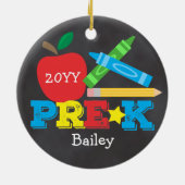 Preschool Keepomwille Apple Crayons Chalkboard Keramisch Ornament (Achterkant)