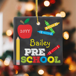 Preschool Keepomwille Chalkboard Colorful Kinderen Keramisch Ornament