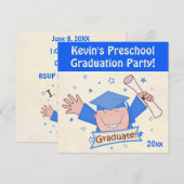 Preschool Kindergarten Afstudeerder Party Invitati Kaart (Voorkant / Achterkant)