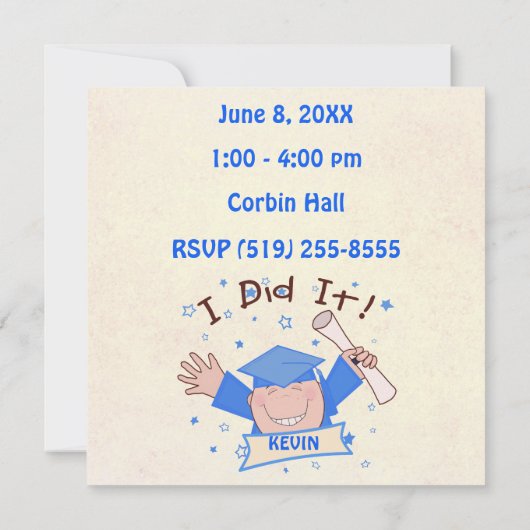 Preschool Kindergarten Afstudeerder Party Invitati Kaart (Achterkant)