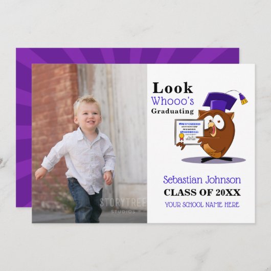 Preschool Kindergarten Foto Afstuderen Aankondiging (Voorkant / Achterkant)