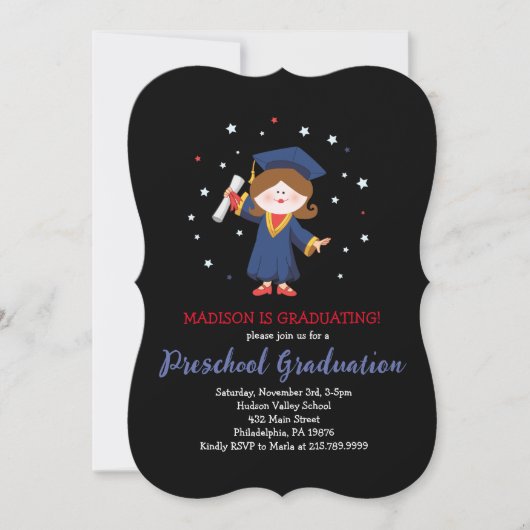 PRESCHOOL KLEUTERSCHOOL Graduation Party Uitnodigi Kaart (Voorkant)