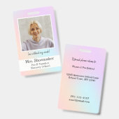 Preschool leraar foto ID Badge regenboogeenhoorn (Front & Back)