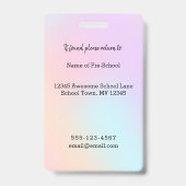 Preschool leraar foto ID Badge regenboogeenhoorn (Back)