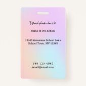 Preschool leraar foto ID Badge regenboogeenhoorn (Achterkant)