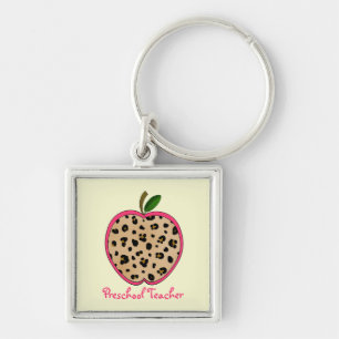Preschool leraar leopard print Apple Sleutelhanger