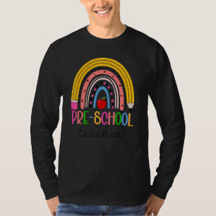 Preschool Leraar Leven Potlood Regenboog Terug naa T-shirt