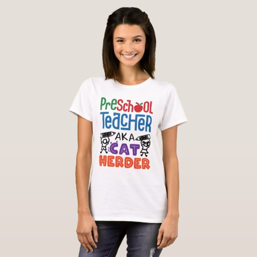 Preschool leraar o.b.a. Cat Herder T-shirt (Voorkant volledig)
