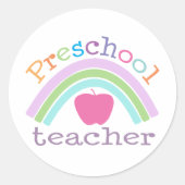 Preschool leraar regenboog ronde sticker (Voorkant)