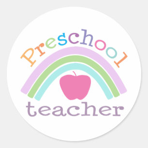 Preschool leraar regenboog ronde sticker