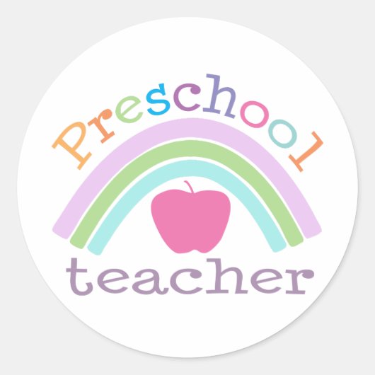 Preschool leraar regenboog ronde sticker (Voorkant)