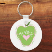Preschool leraar roze en groene appel sleutelhanger (Voorkant)