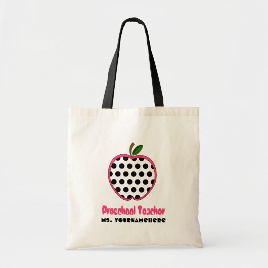 Preschool leraar tas - Polka Dot Apple (Voorkant)