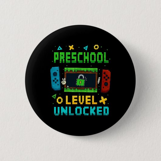Preschool Level Unlocked Ck To School Pixel Art Ga Ronde Button 5,7 Cm (Voorkant)