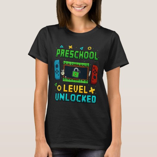 Preschool Level Unlocked Ck To School Pixel Art Ga T-shirt (Voorkant)